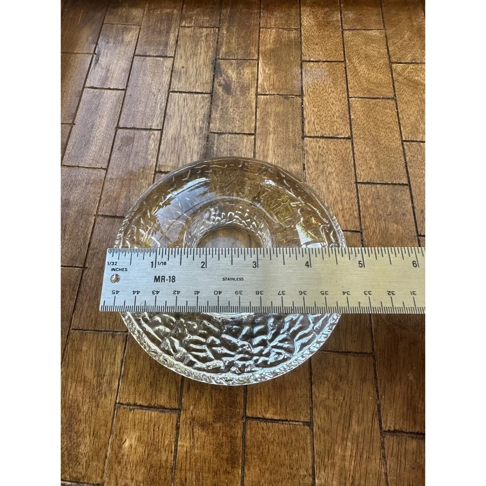 Orrefors Sweden Crystal Candle Holder Textured Ice Glass Votive Taper SignedVGUC